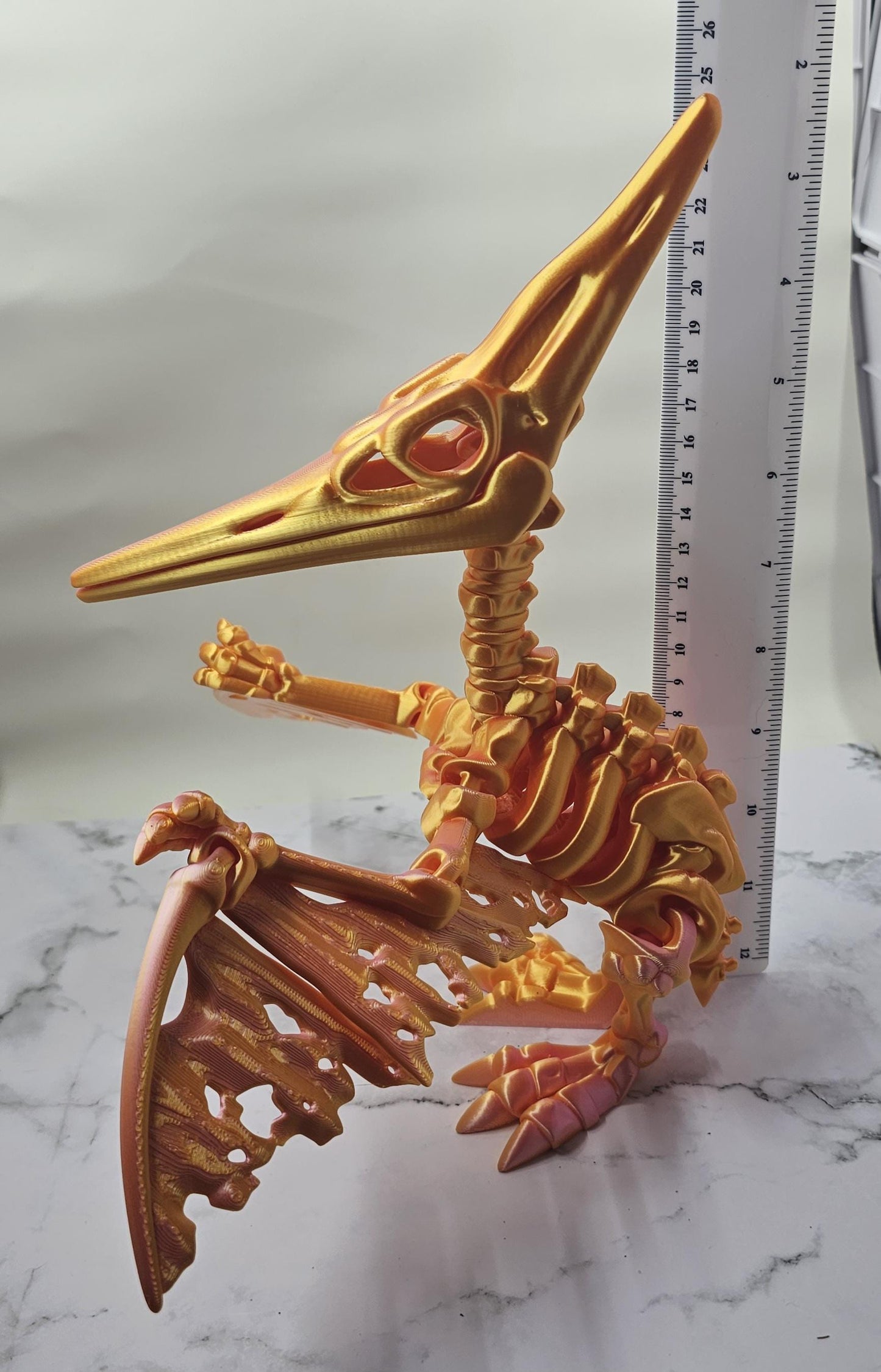 Large Pterodactyl / Pteranodon Skeleton 3D Print – Articulating Flexi Desk Toy – Single Color, Larger Size, Fidget Fun! Flexi Factory Design