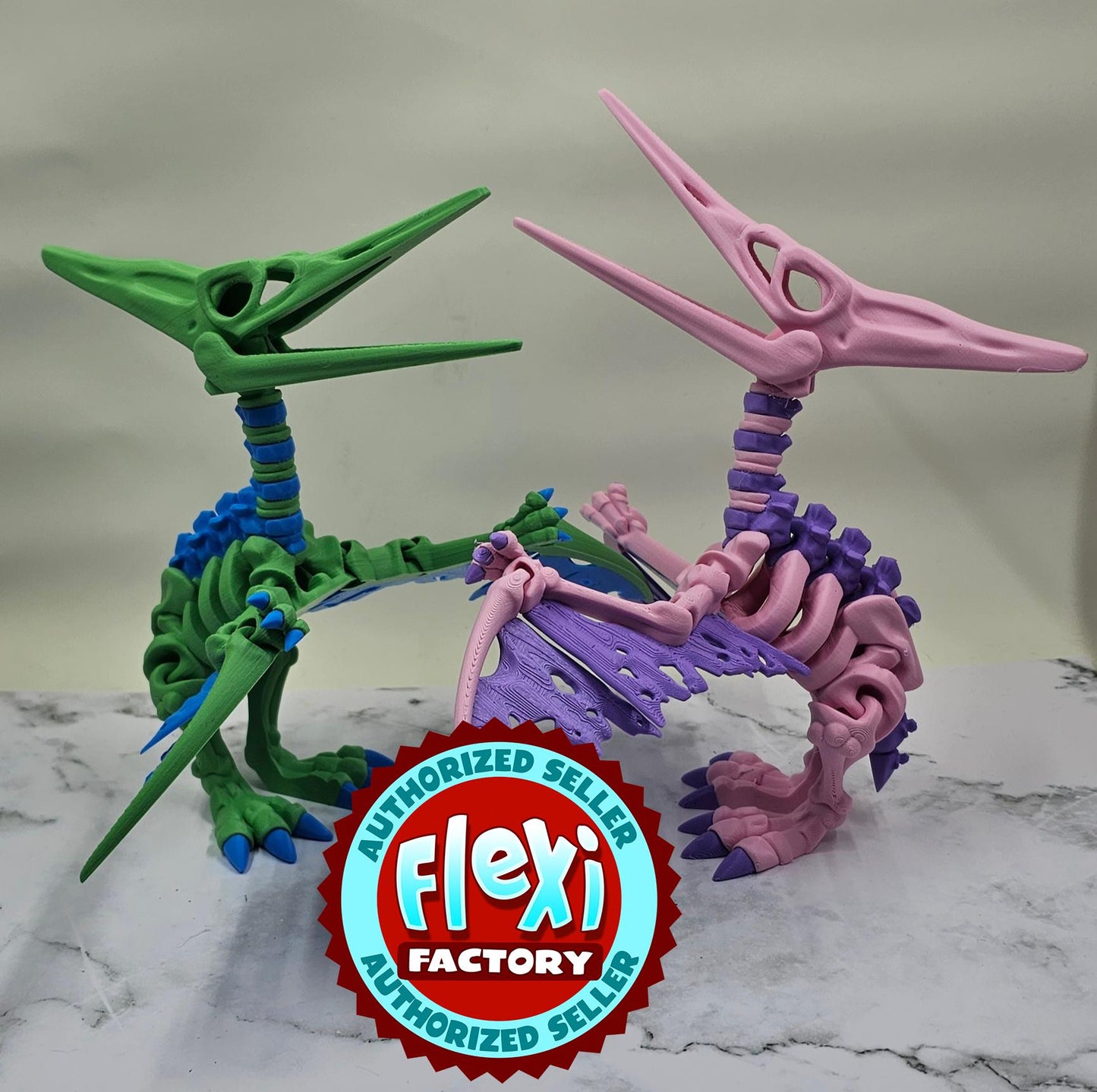 3D Printed Articulated Pteranodon Skeleton β Flexi Dinosaur Fidget Toy β Multicolour Desk Decor β Gift for Dino Lovers