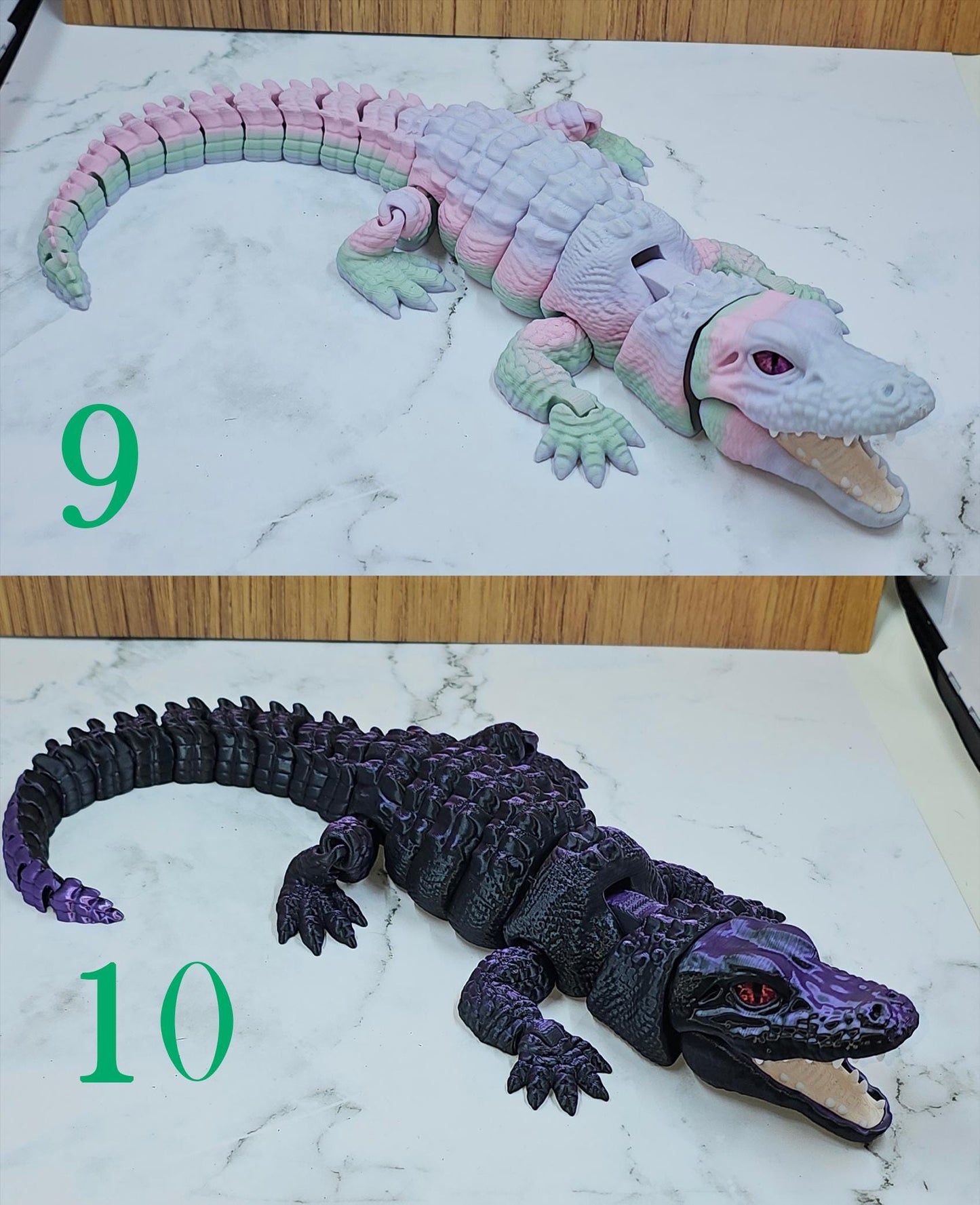 Articulating Alligator 3D printed Model Raki Box design Glass eyes