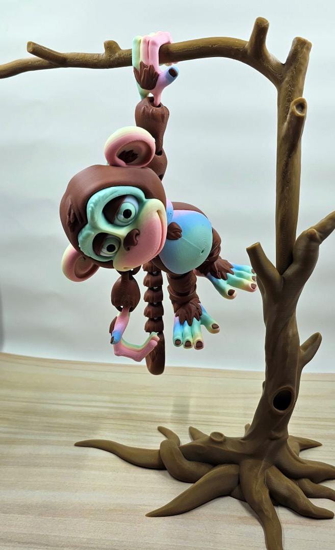 Cute Articulated Flexi Monkey Sensory Toy 3D printed Flexi Factory Design