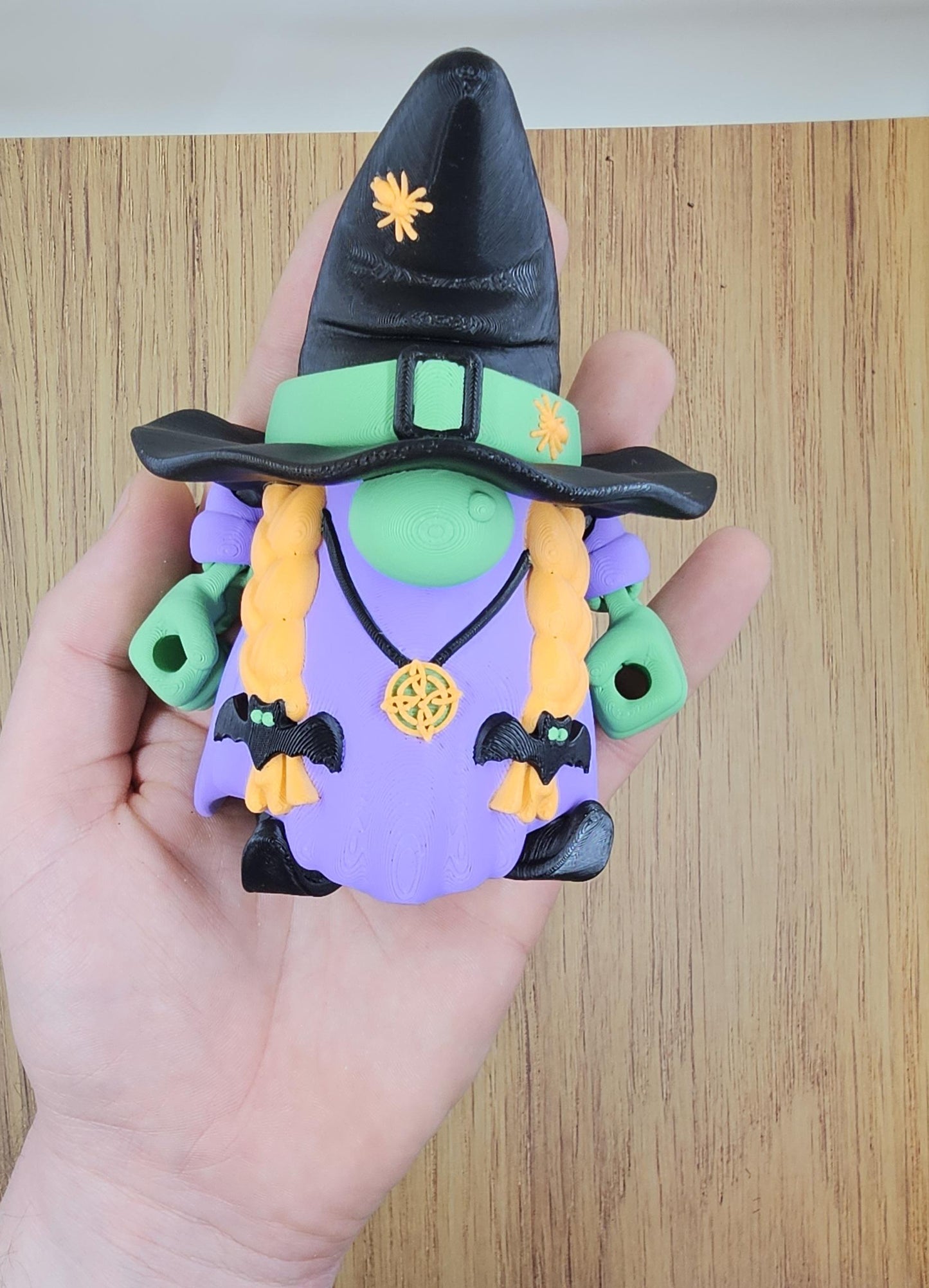 Articulated Witch Gnome β 3D Printed Halloween Decor | Flexi Factory Design with Broom, Cauldron & Spoon | Spooky Gift