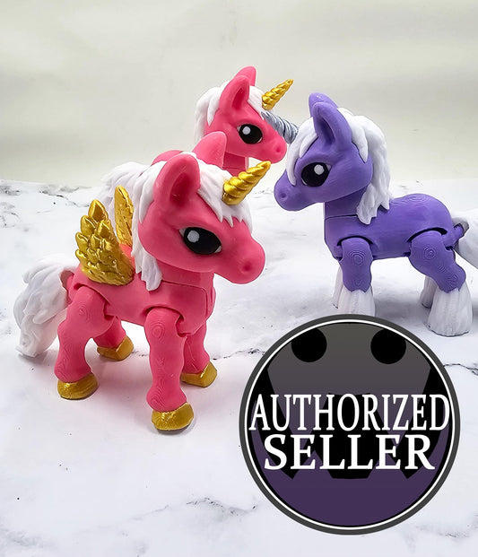 Poseable 3D Printed Unicorn, Pegasus, or Alicorn – Articulated Fidget Toy – Multicolor Fantasy Gift for Kids & Collectors