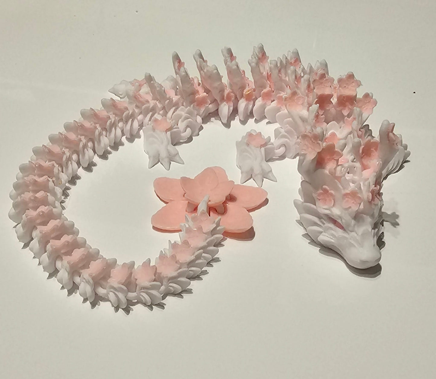 Cherry Blossom Articulated Dragon – 3D Printed Flexi Dragon Figurine – Cinderwing Design | Custom Colours