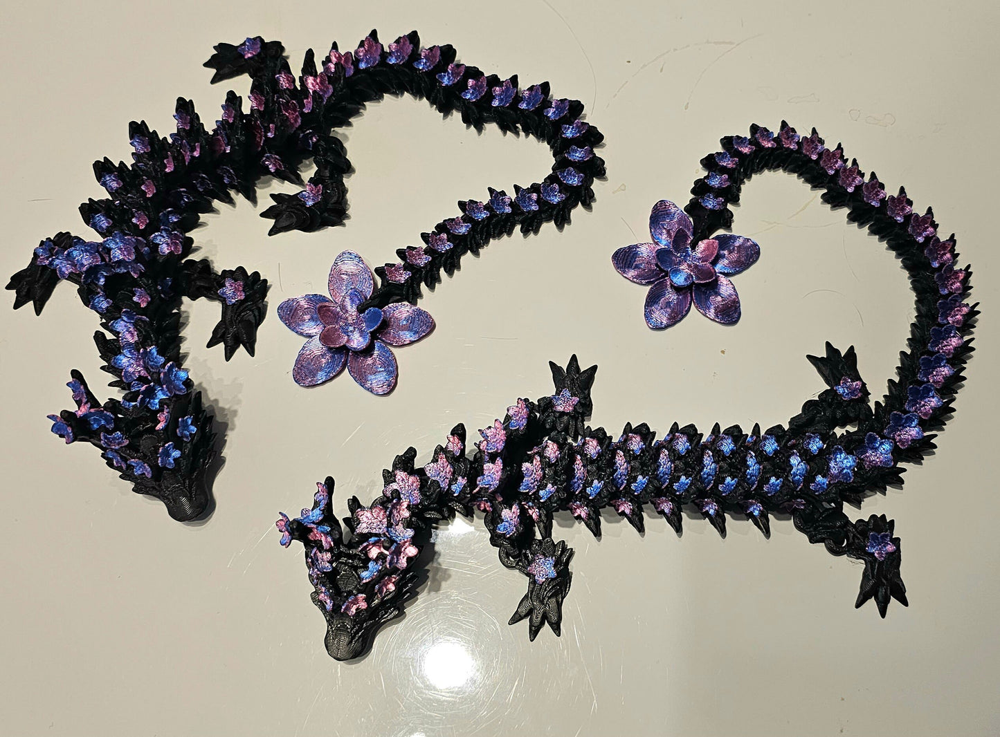 Cherry Blossom Articulated Dragon – 3D Printed Flexi Dragon Figurine – Cinderwing Design | Custom Colours