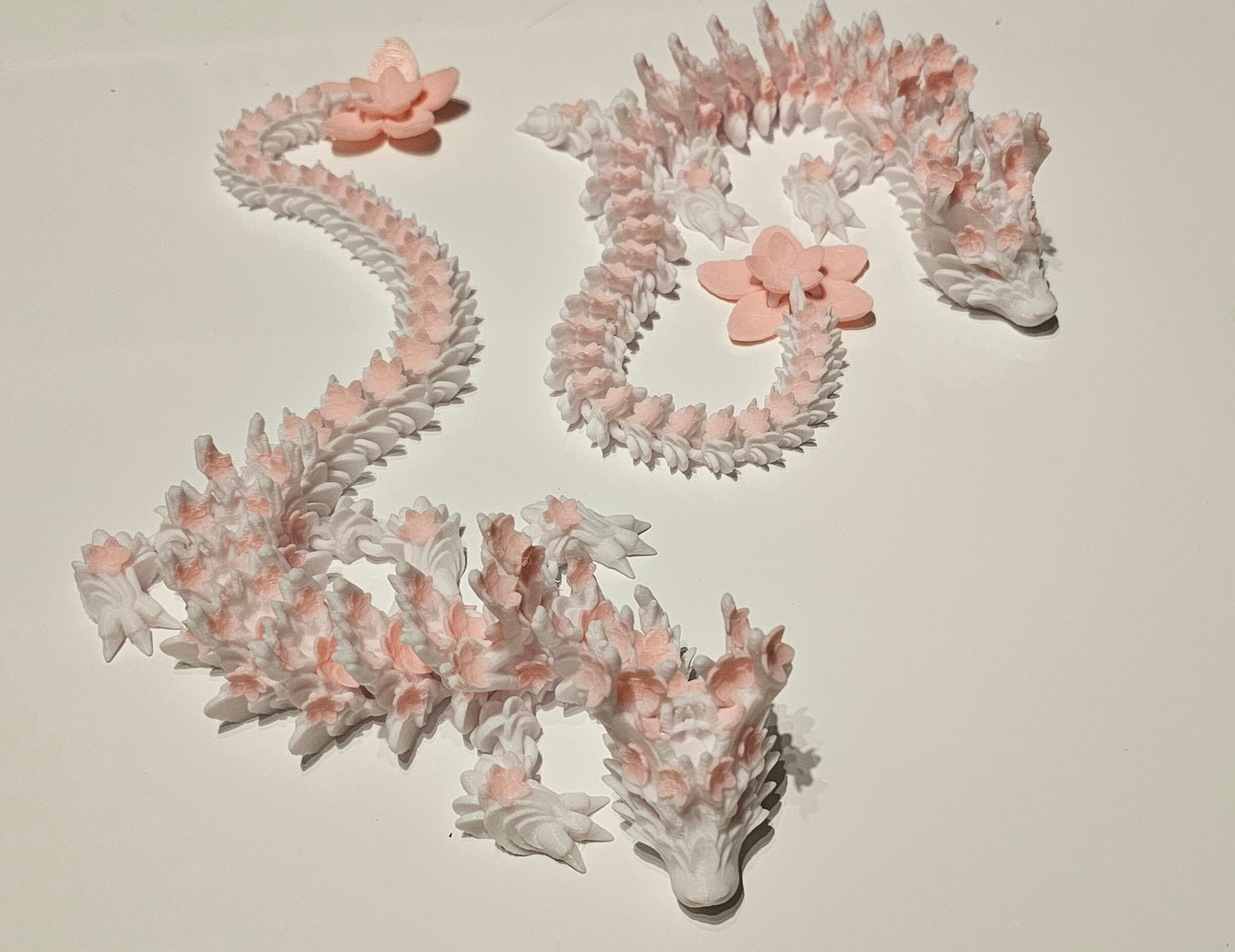 Cherry Blossom Articulated Dragon – 3D Printed Flexi Dragon Figurine – Cinderwing Design | Custom Colours