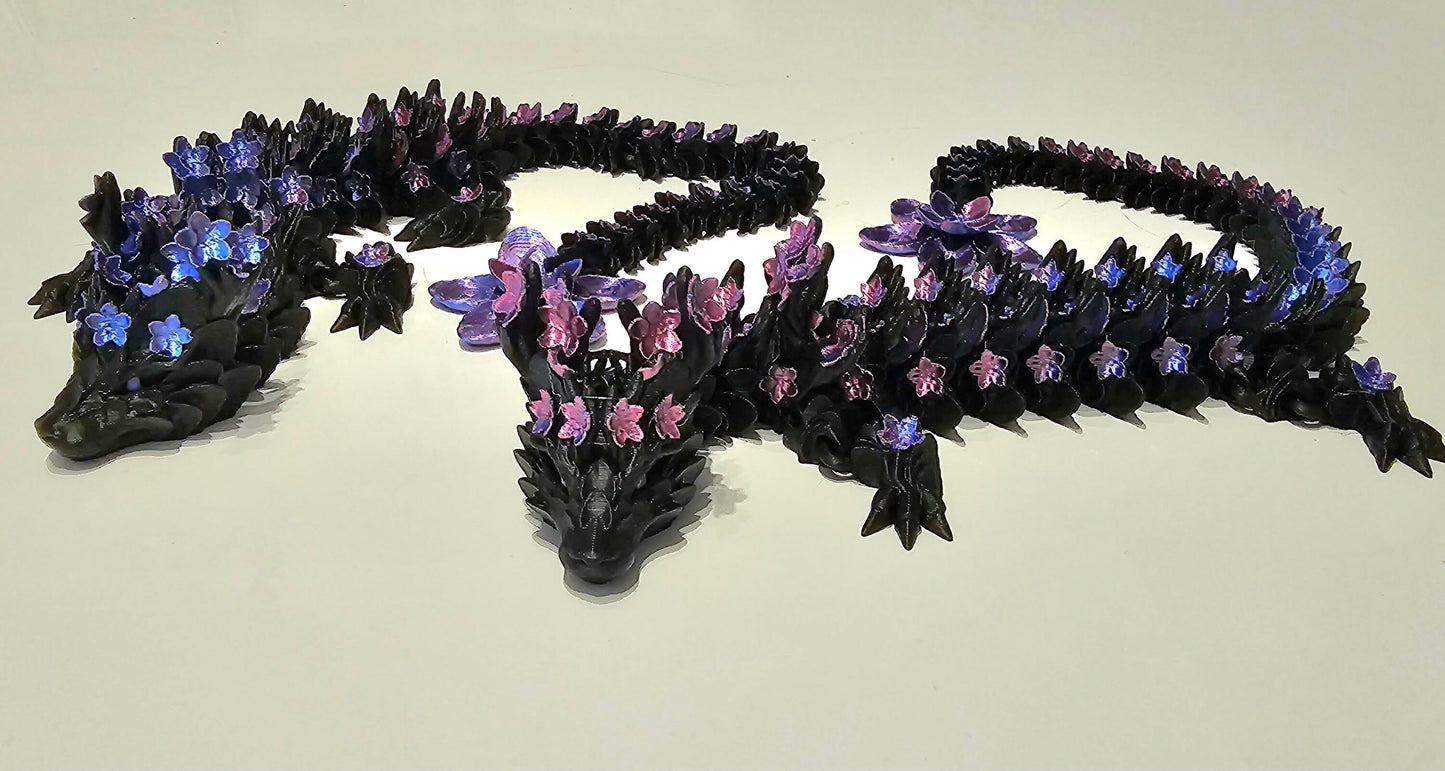 Cherry Blossom Articulated Dragon – 3D Printed Flexi Dragon Figurine – Cinderwing Design | Custom Colours