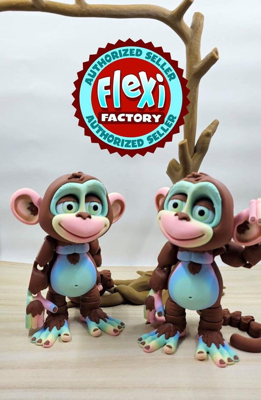 Cute Articulated Flexi Monkey Sensory Toy 3D printed Flexi Factory Design