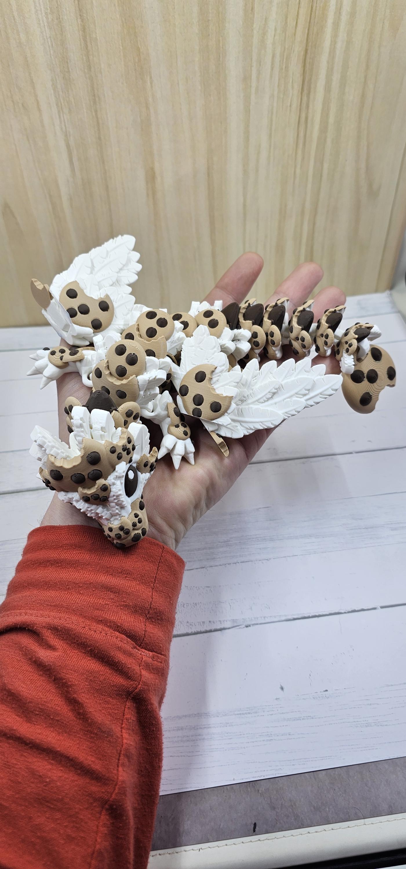 Baby Chocolate Chip Cookie Dragon | Articulated 3D Printed Fantasy Figurine | Handmade Collectible Gift
