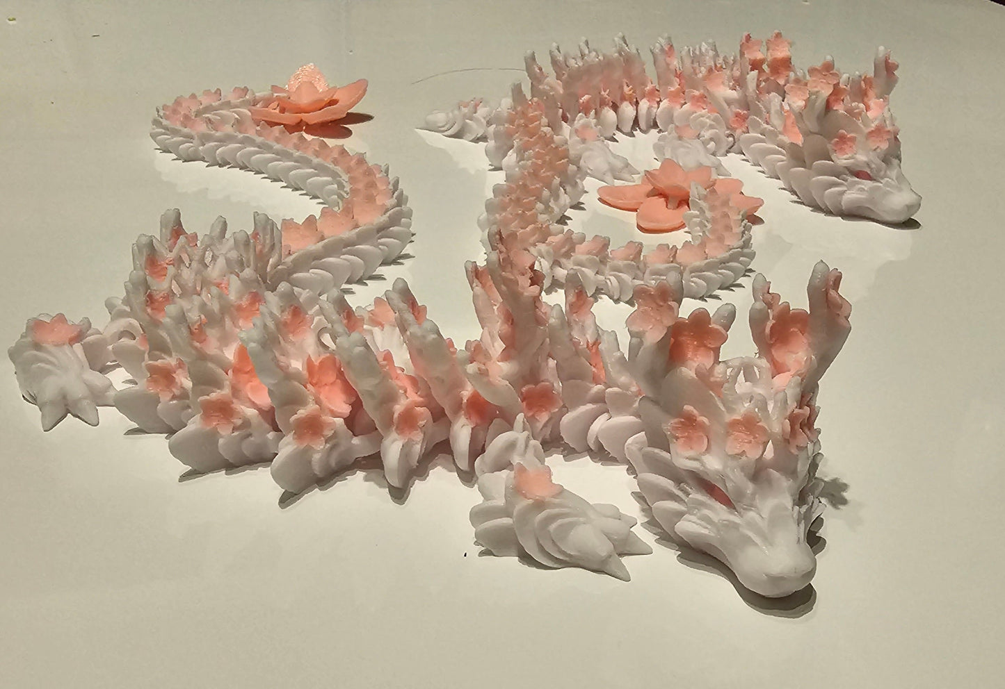 Cherry Blossom Articulated Dragon – 3D Printed Flexi Dragon Figurine – Cinderwing Design | Custom Colours