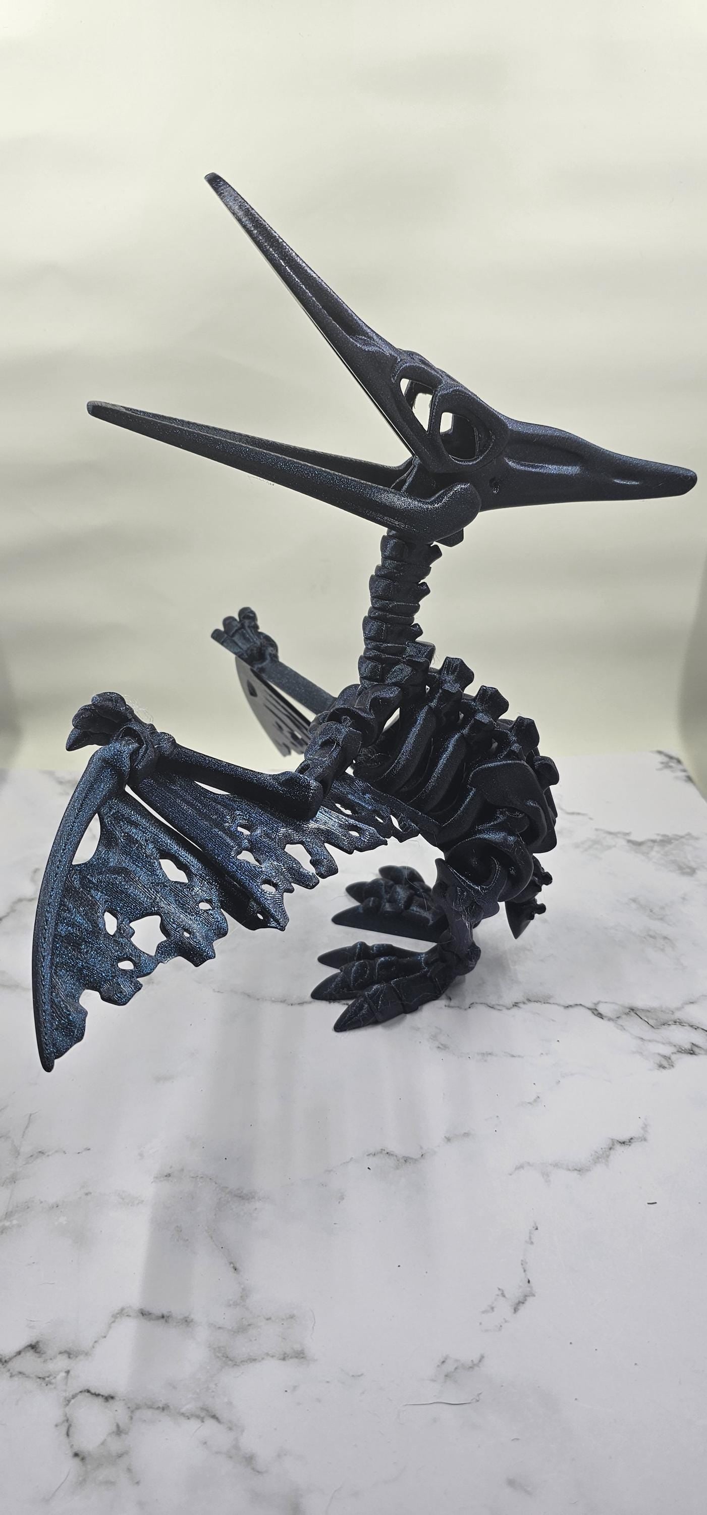 Large Pterodactyl / Pteranodon Skeleton 3D Print – Articulating Flexi Desk Toy – Single Color, Larger Size, Fidget Fun! Flexi Factory Design