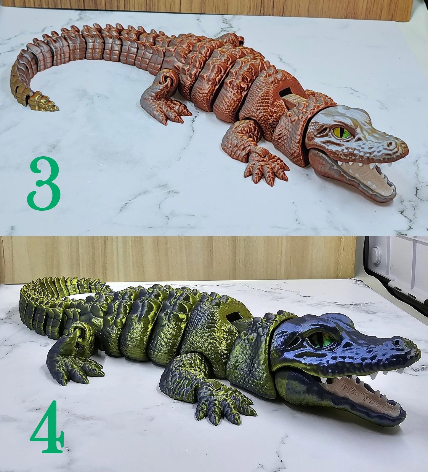 Articulating Alligator 3D printed Model Raki Box design Glass eyes