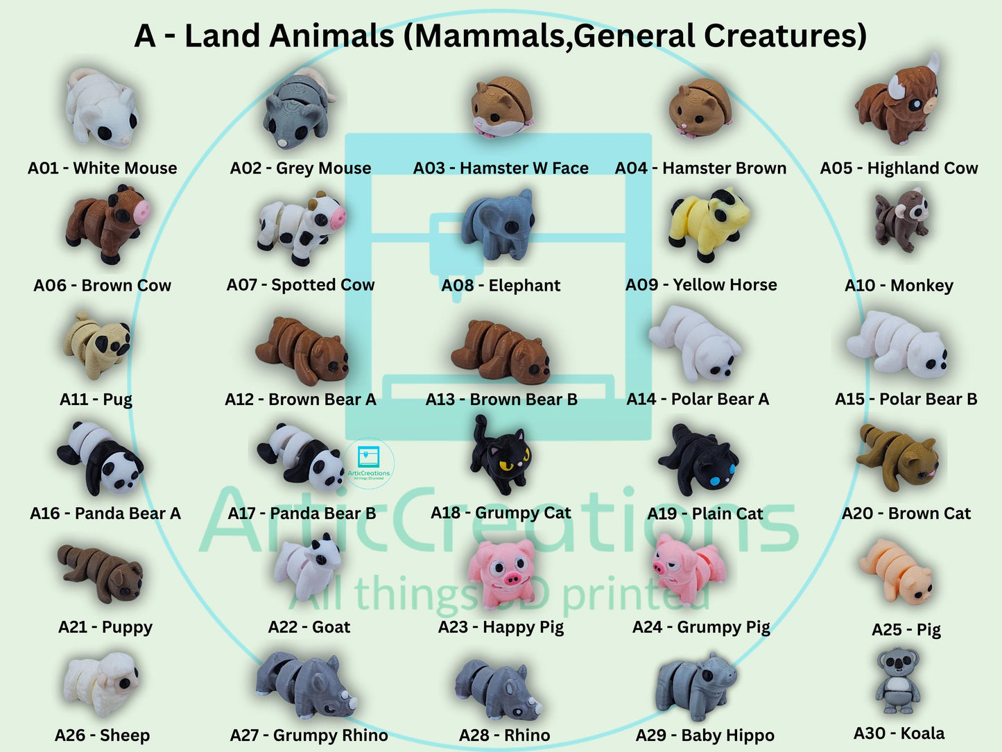 Minis, Articulated Fidget Toys – Pick Your Creatures by Number | Critters, Pocket Pets, Desk Buddies, Party Favors