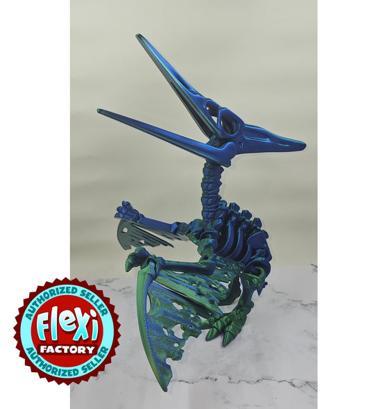 Large Pterodactyl / Pteranodon Skeleton 3D Print – Articulating Flexi Desk Toy – Single Color, Larger Size, Fidget Fun! Flexi Factory Design
