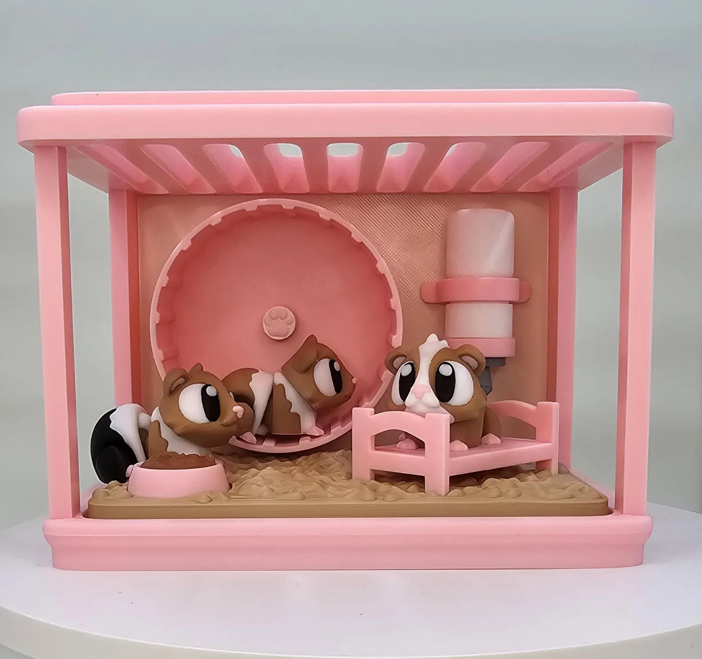 Mini Guinea Pig Tank Playset | Toy Pet Habitat with 3 Guinea Pigs & Accessories | Cute Animal Desk Display,