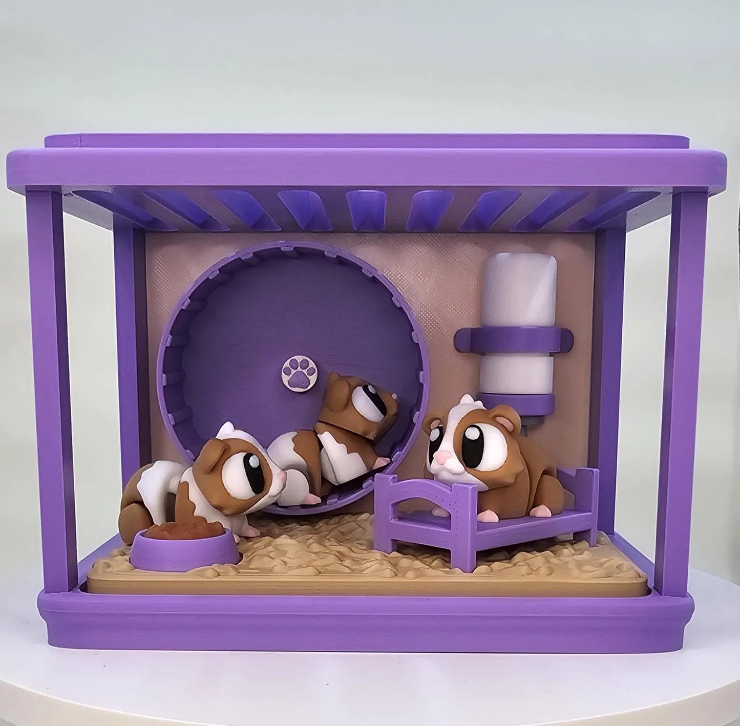 Mini Guinea Pig Tank Playset | Toy Pet Habitat with 3 Guinea Pigs & Accessories | Cute Animal Desk Display,