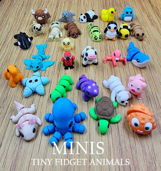 Minis, Articulated Fidget Toys – Pick Your Creatures by Number | Critters, Pocket Pets, Desk Buddies, Party Favors
