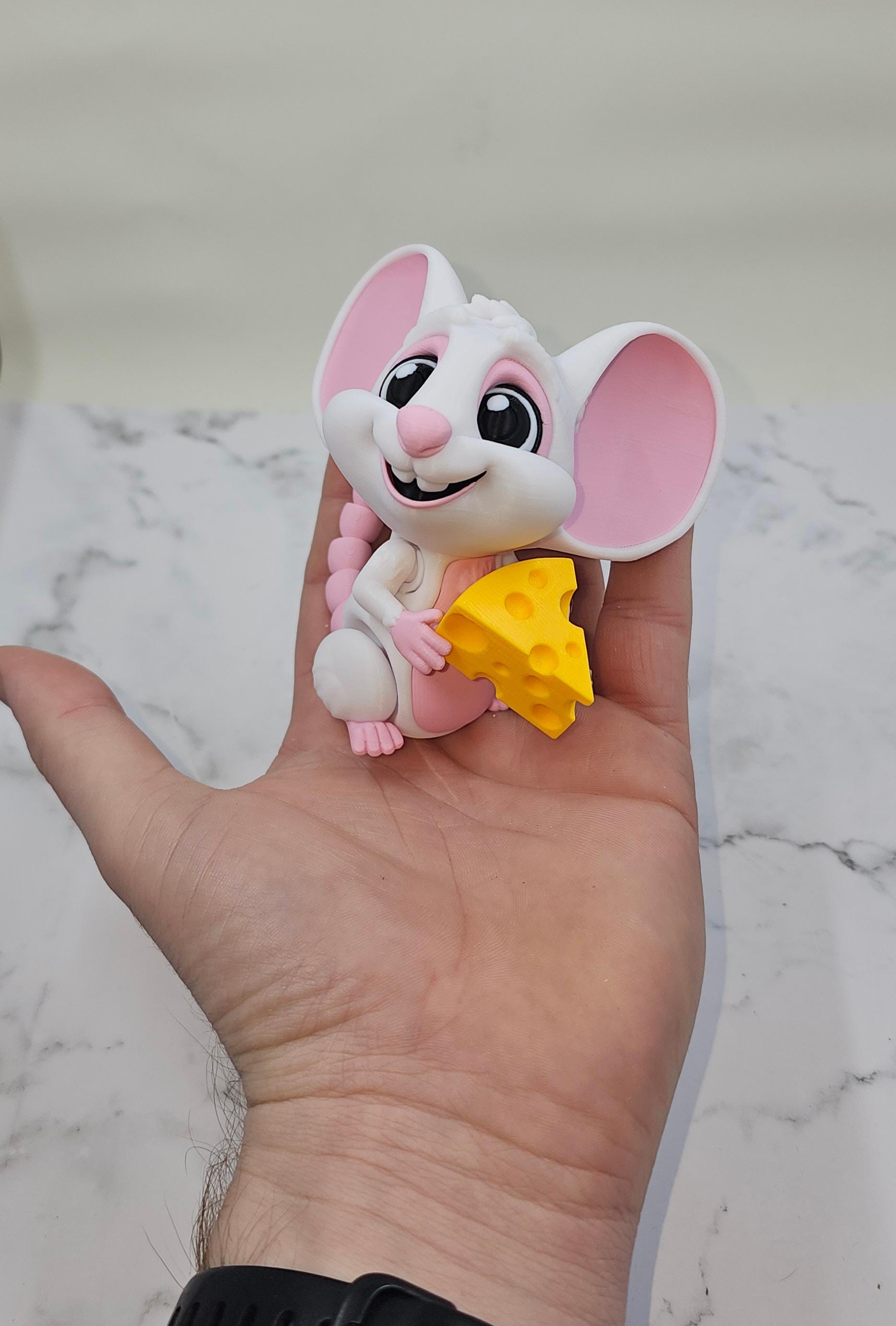 3D Printed Articulated Mouse with Cheese: Posable Fidget Toy