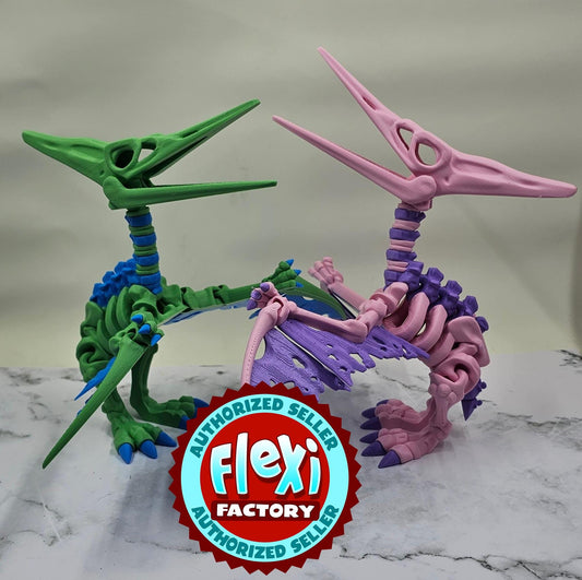 3D Printed Articulated Pteranodon Skeleton: Multicolour Dinosaur Fidget Toy