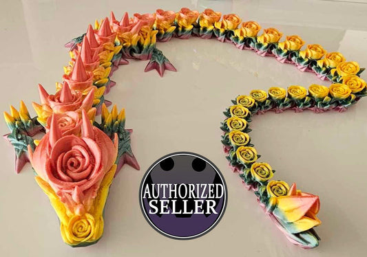 3D Printed Rose Articulated Dragon – Flexi Fidget Toy by Cinderwing3D