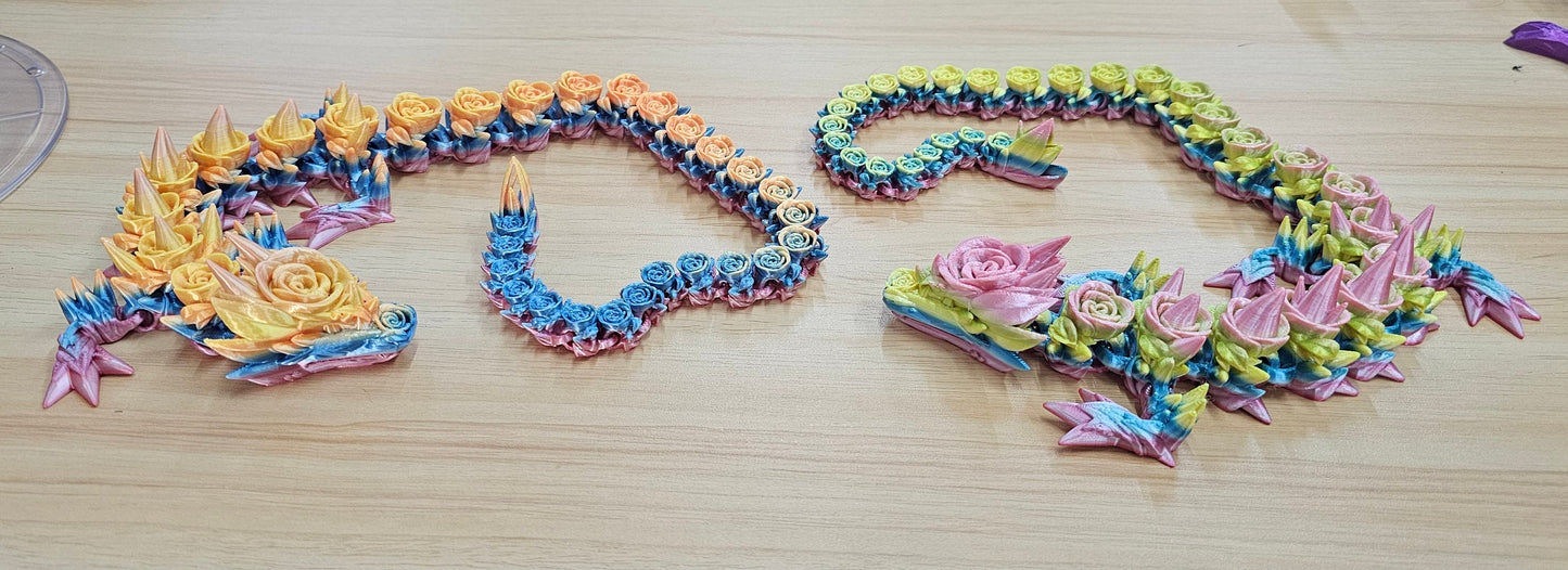 3D Printed Rose Articulated Dragon – Flexi Fidget Toy by Cinderwing3D