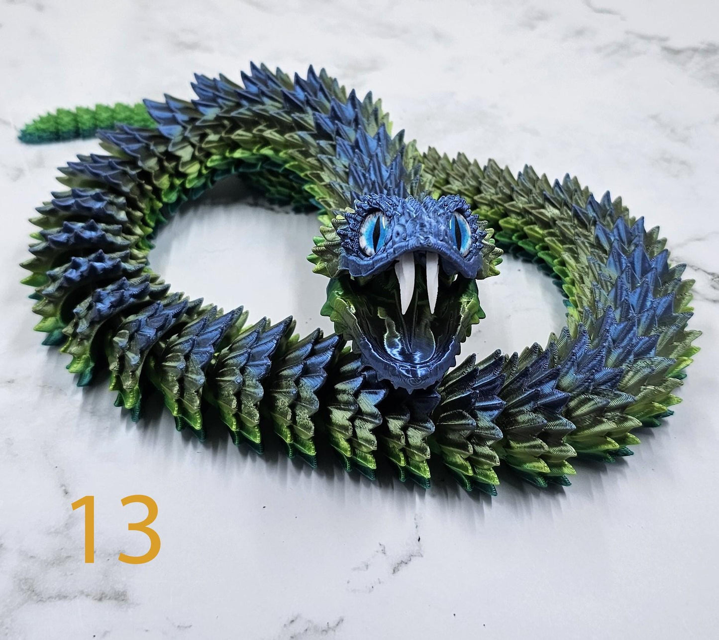 Articulating Bush Viper Snake - 3D Printed with Glass Eyes | Unique Raki-Box Design |