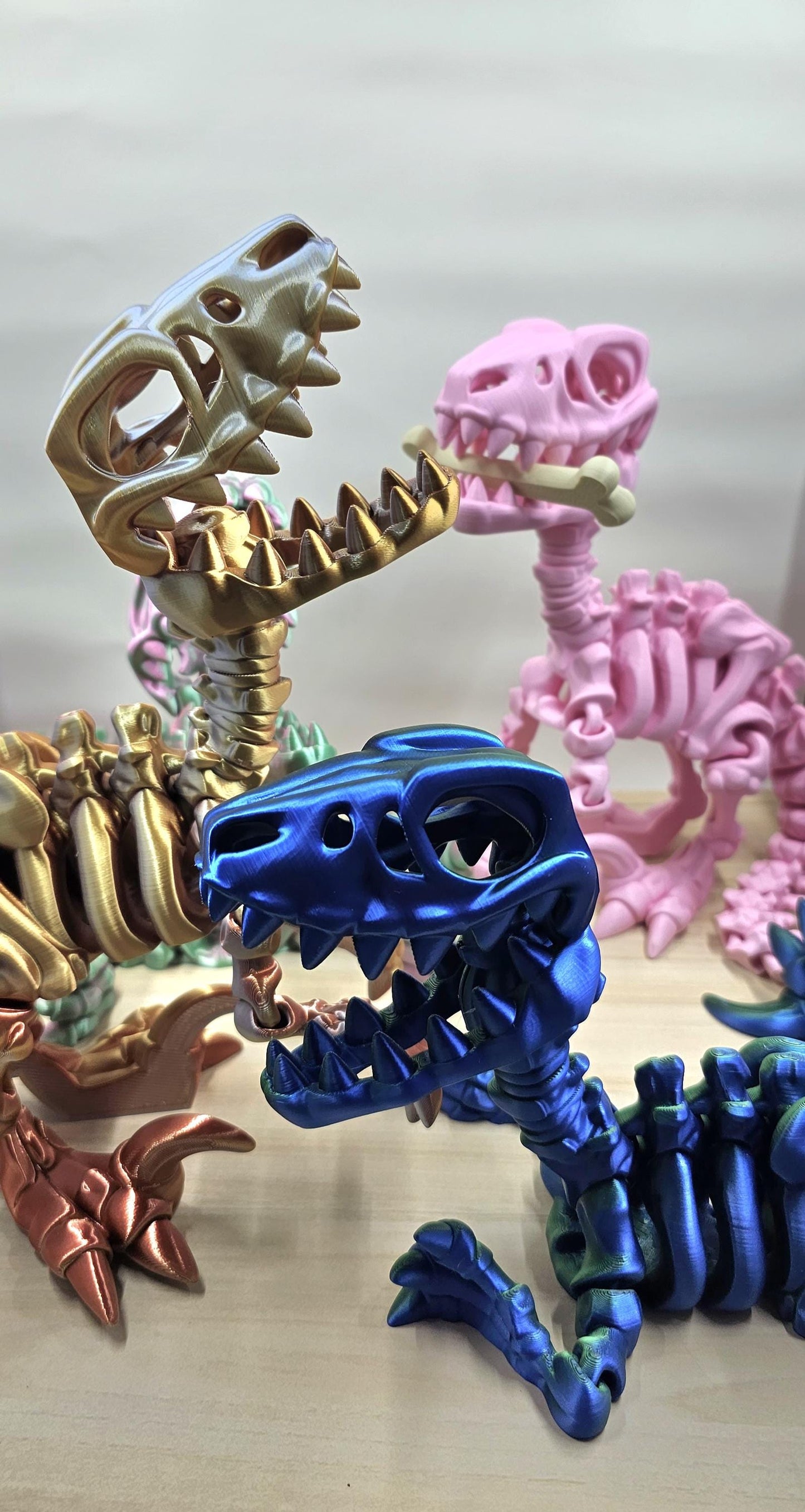 Articulated Flexi Skeleton Raptor 3D printed Flexi Factory Design