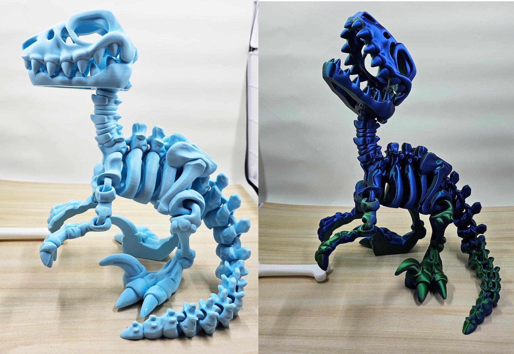 Articulated Flexi Skeleton Raptor 3D printed Flexi Factory Design