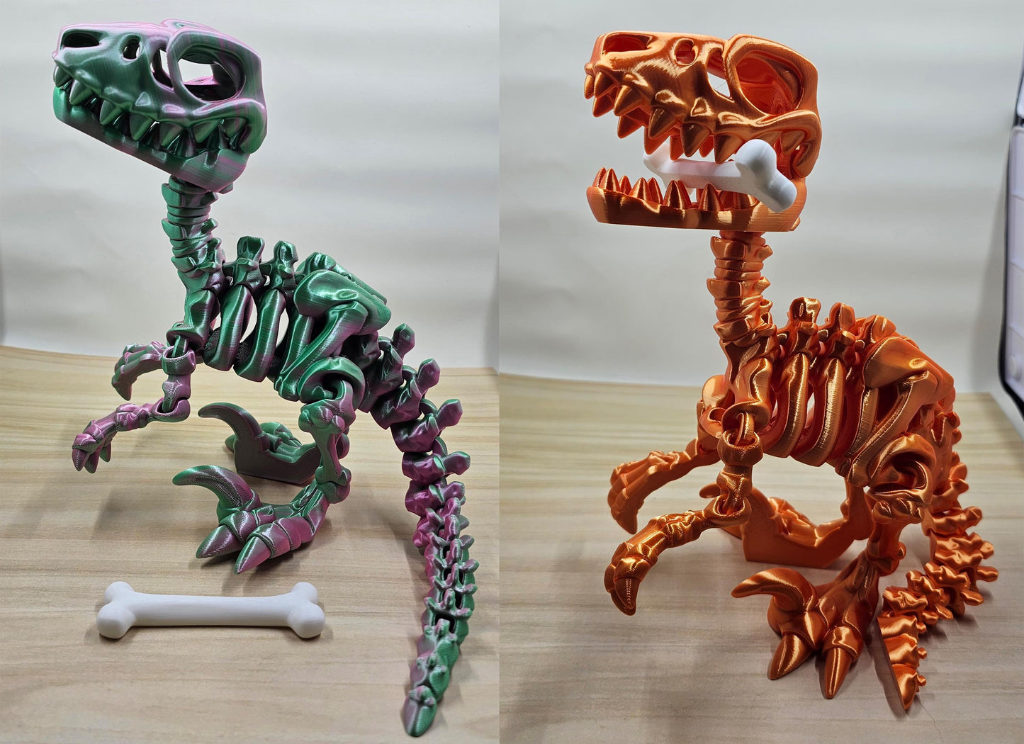 Articulated Flexi Skeleton Raptor 3D printed Flexi Factory Design