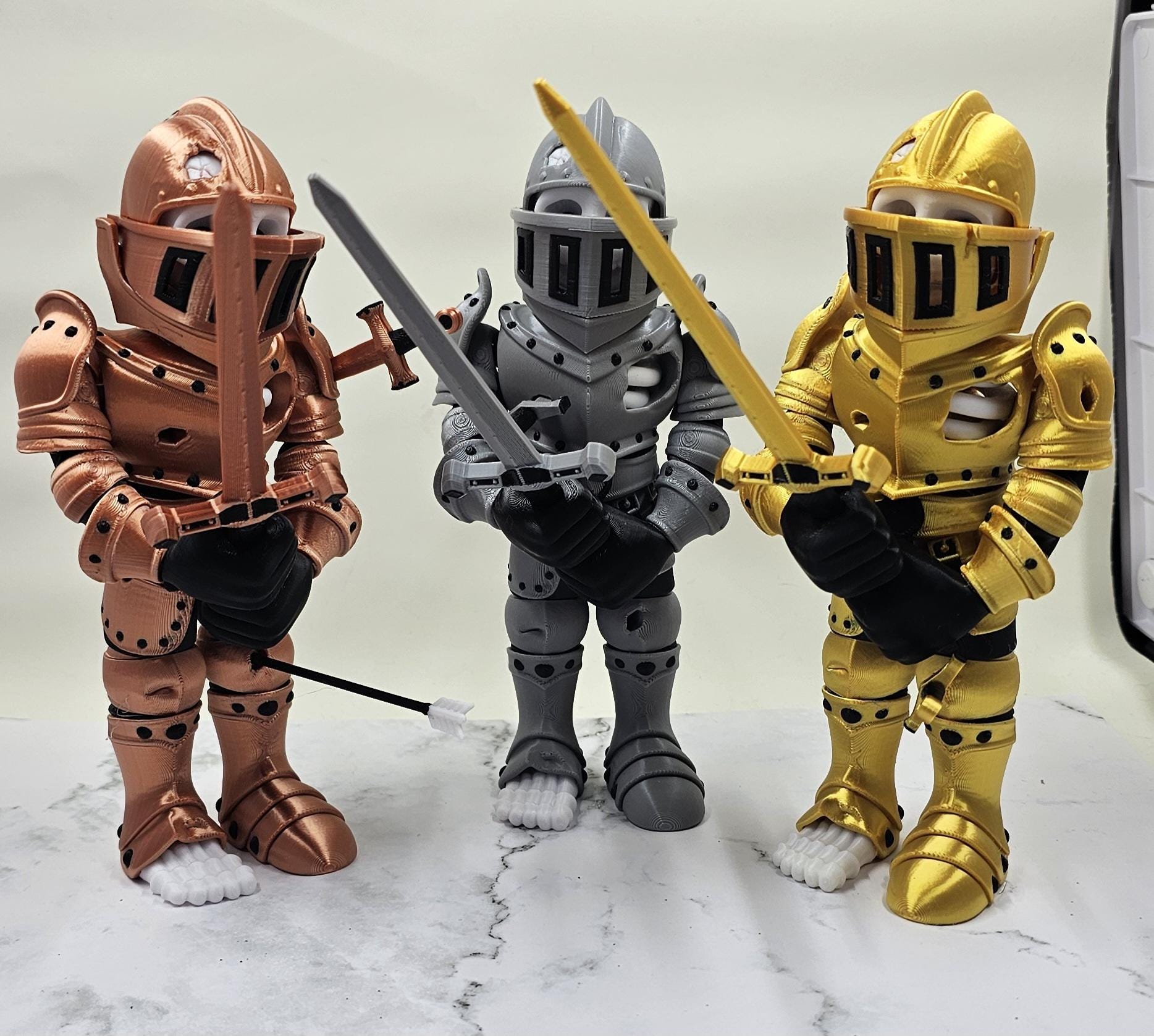 Articulated Skeleton Knight Figure – 3D Printed Flexi Toy, Fantasy Decor