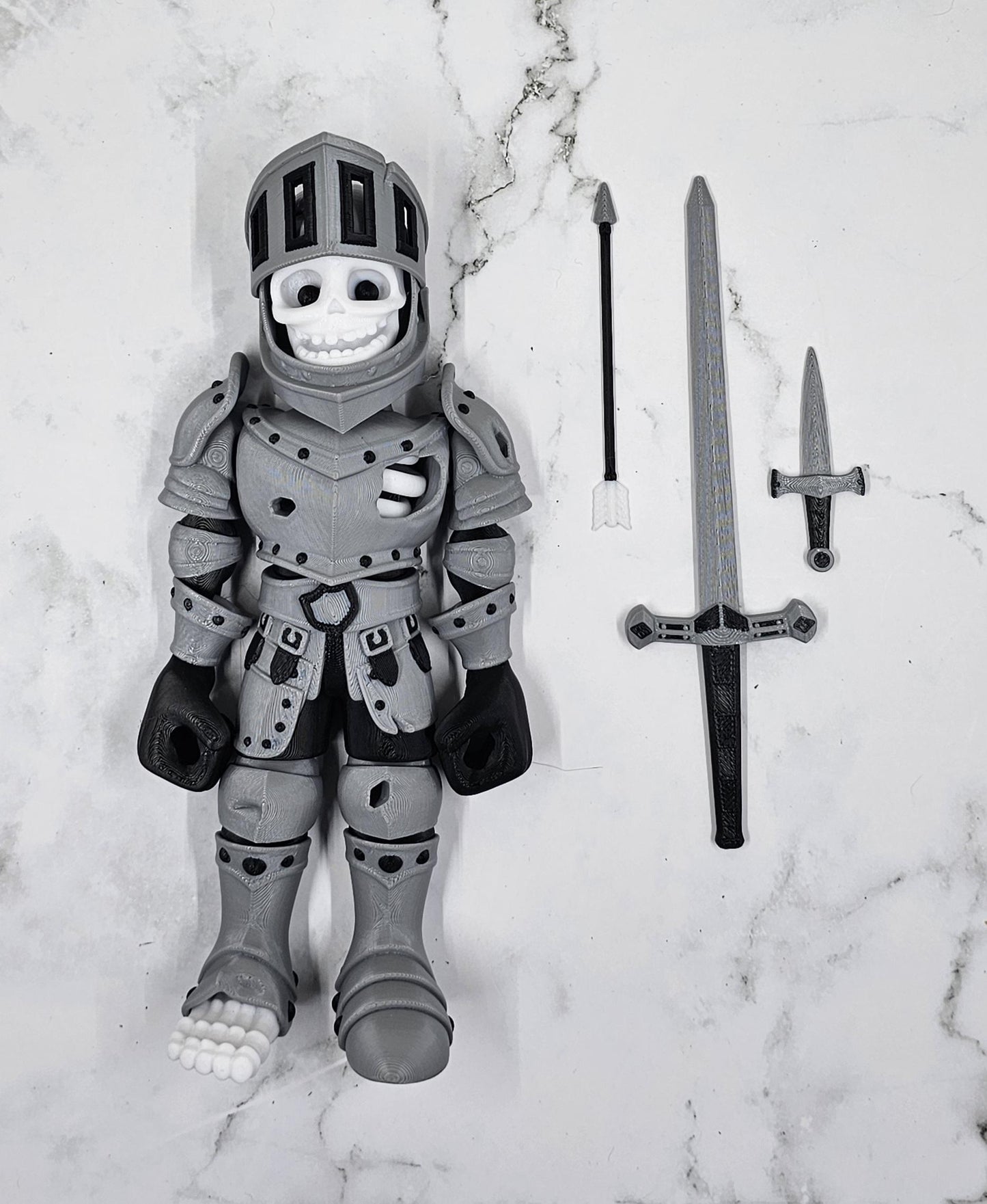 Articulated Skeleton Knight Figure – 3D Printed Flexi Toy, Fantasy Decor