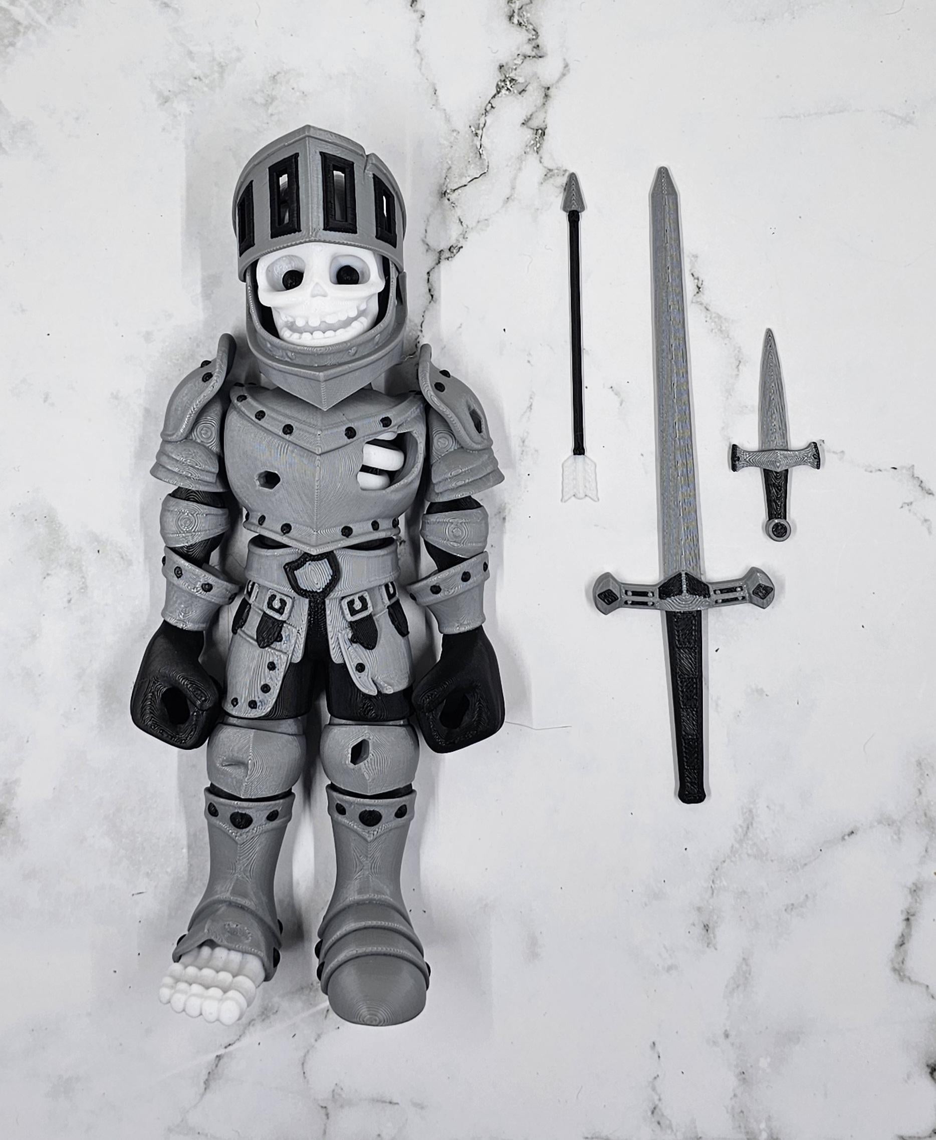 Articulated Skeleton Knight Figure – 3D Printed Flexi Toy, Fantasy Decor