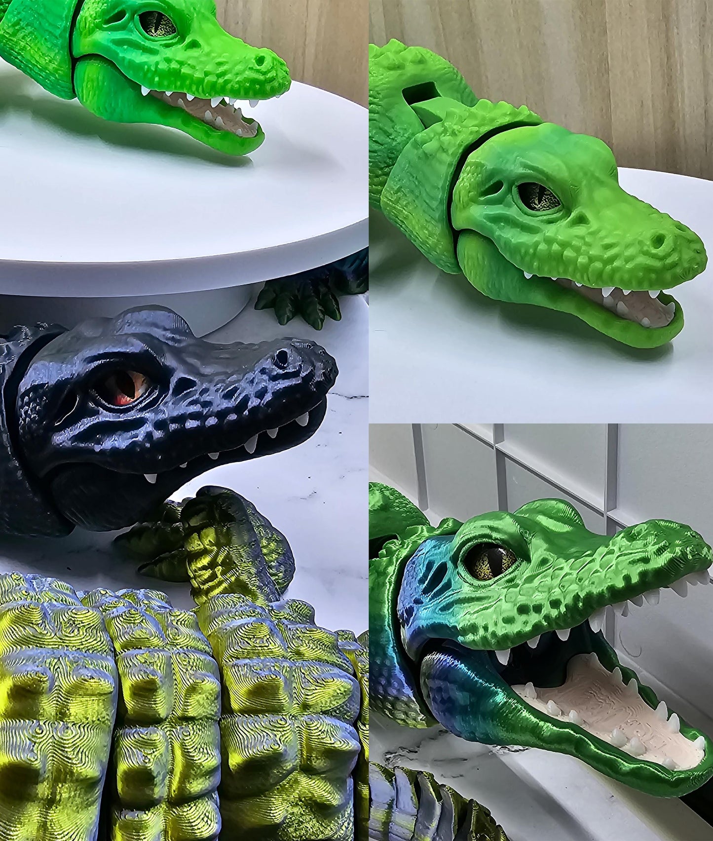 Articulating Alligator 3D printed Model Raki Box design Glass eyes