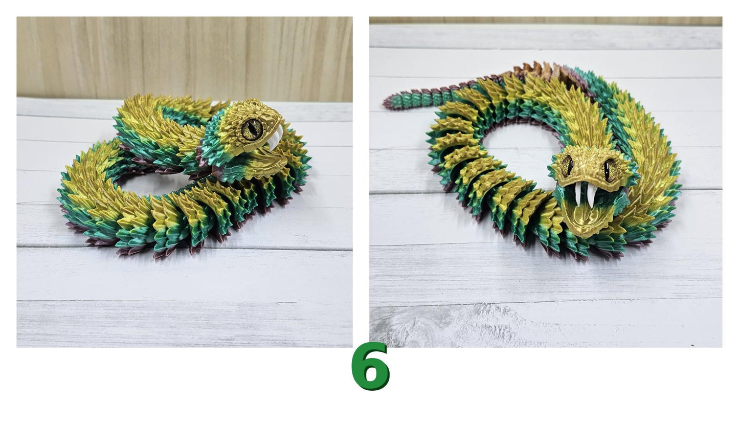 Articulating Bush Viper Snake - 3D Printed with Glass Eyes | Unique Raki-Box Design |