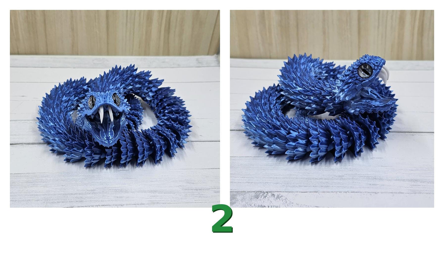 Articulating Bush Viper Snake - 3D Printed with Glass Eyes | Unique Raki-Box Design |