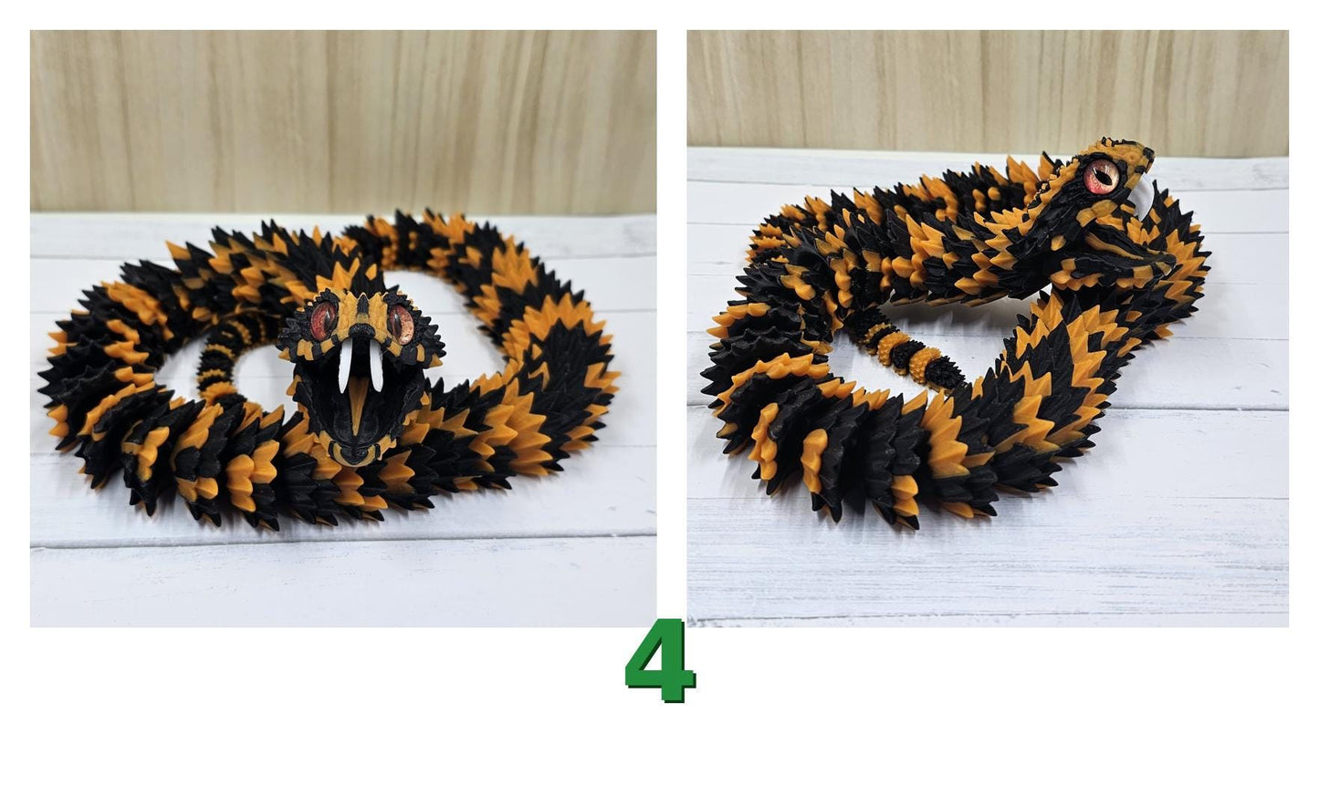 Articulating Bush Viper Snake - 3D Printed with Glass Eyes | Unique Raki-Box Design |