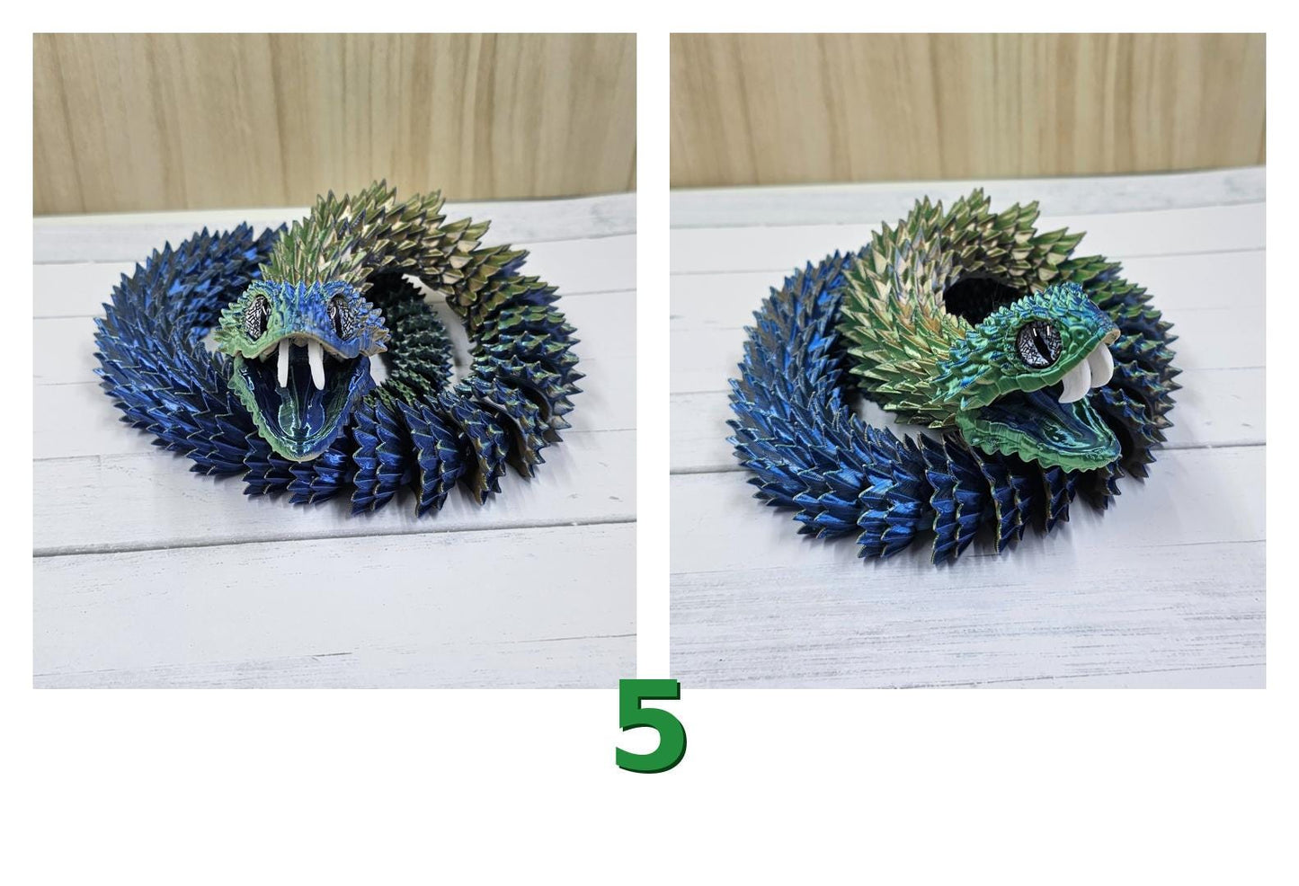 Articulating Bush Viper Snake - 3D Printed with Glass Eyes | Unique Raki-Box Design |