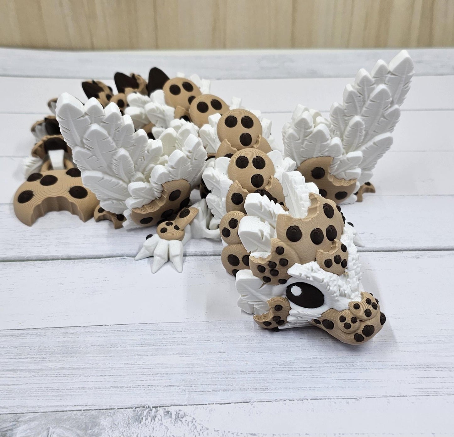 Baby Chocolate Chip Cookie Dragon | Articulated 3D Printed Fantasy Figurine | Handmade Collectible Gift