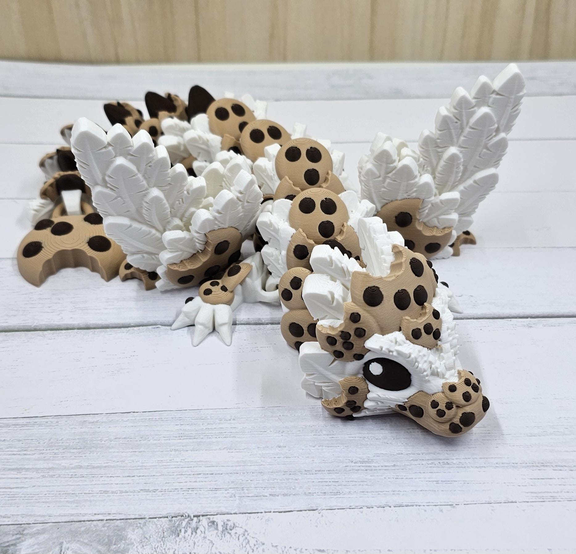 Baby Chocolate Chip Cookie Dragon | Articulated 3D Printed Fantasy Figurine | Handmade Collectible Gift