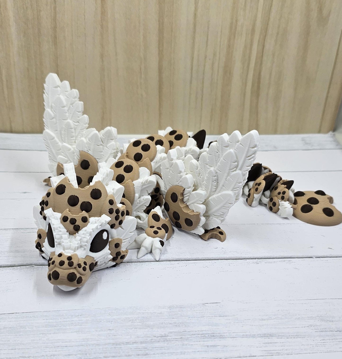 Baby Chocolate Chip Cookie Dragon | Articulated 3D Printed Fantasy Figurine | Handmade Collectible Gift