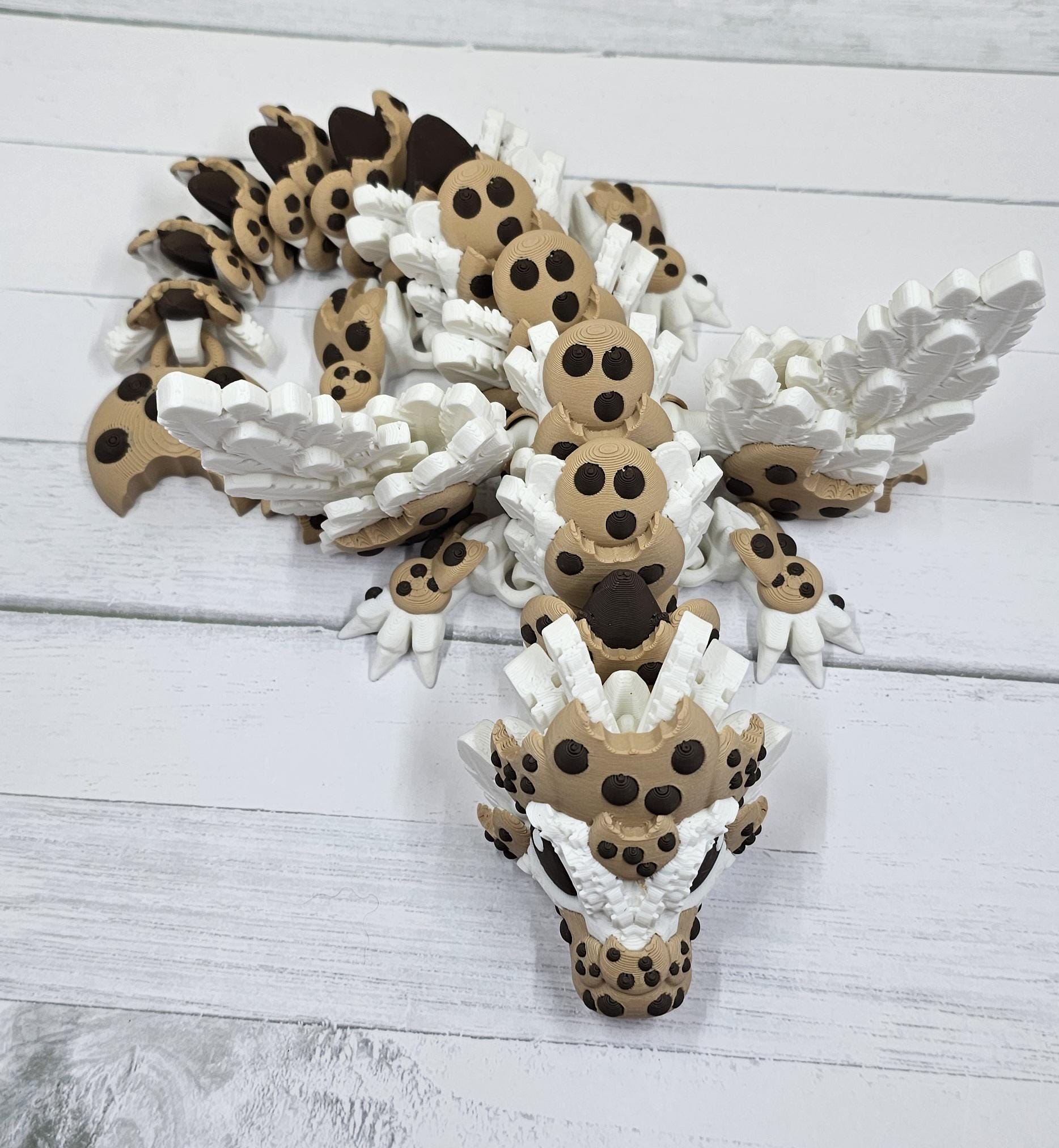 Baby Chocolate Chip Cookie Dragon | Articulated 3D Printed Fantasy Figurine | Handmade Collectible Gift