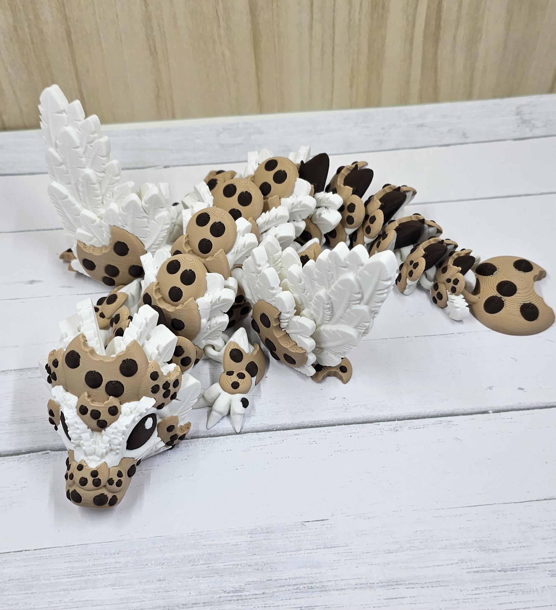 Baby Chocolate Chip Cookie Dragon | Articulated 3D Printed Fantasy Figurine | Handmade Collectible Gift
