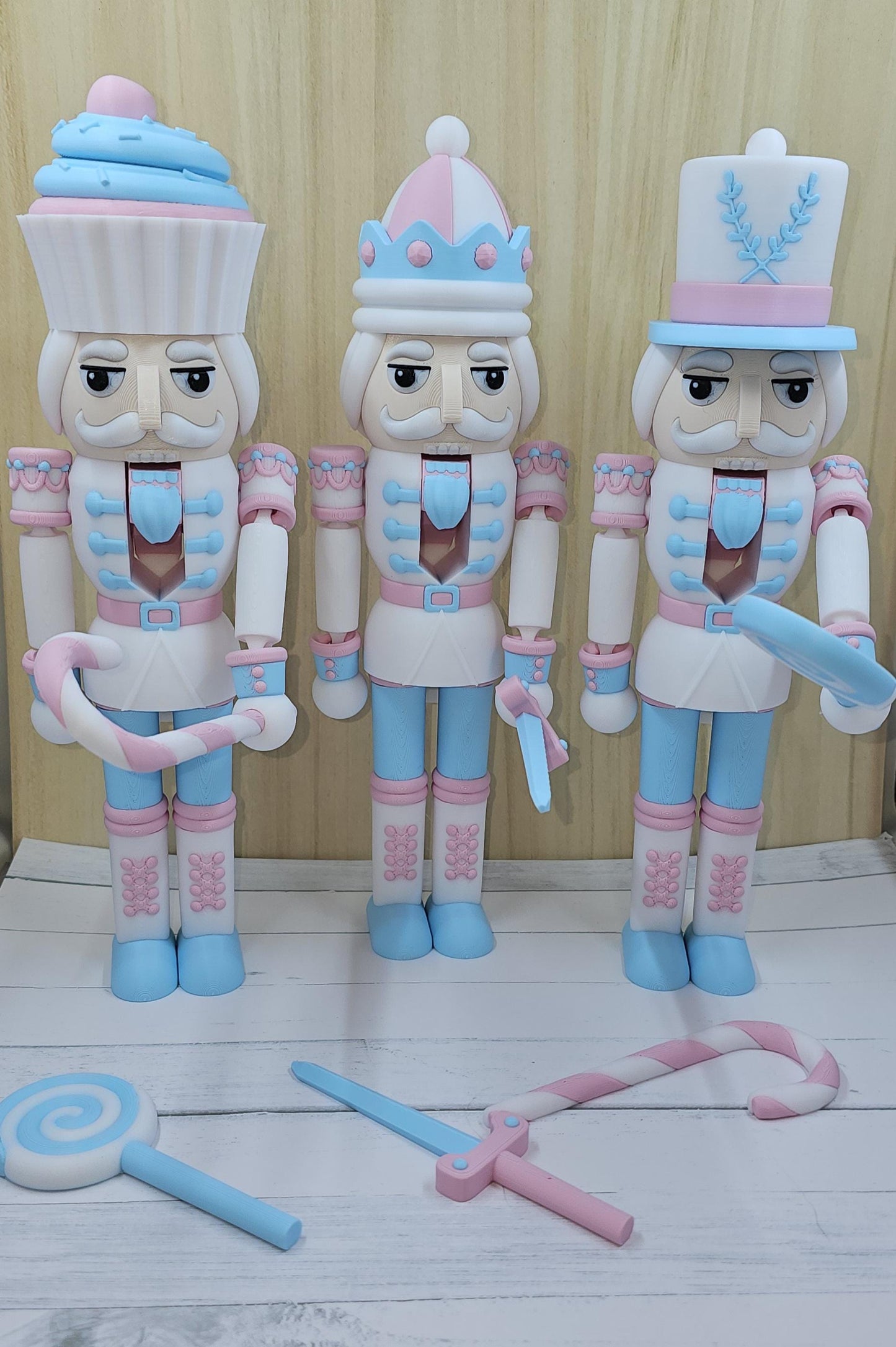 Candyland Nutcracker Figurine | Pastel Christmas Decor with Accessories