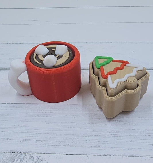 Christmas Fidget Keychain Set: Hot Cocoa Mug & Cookie Clickers