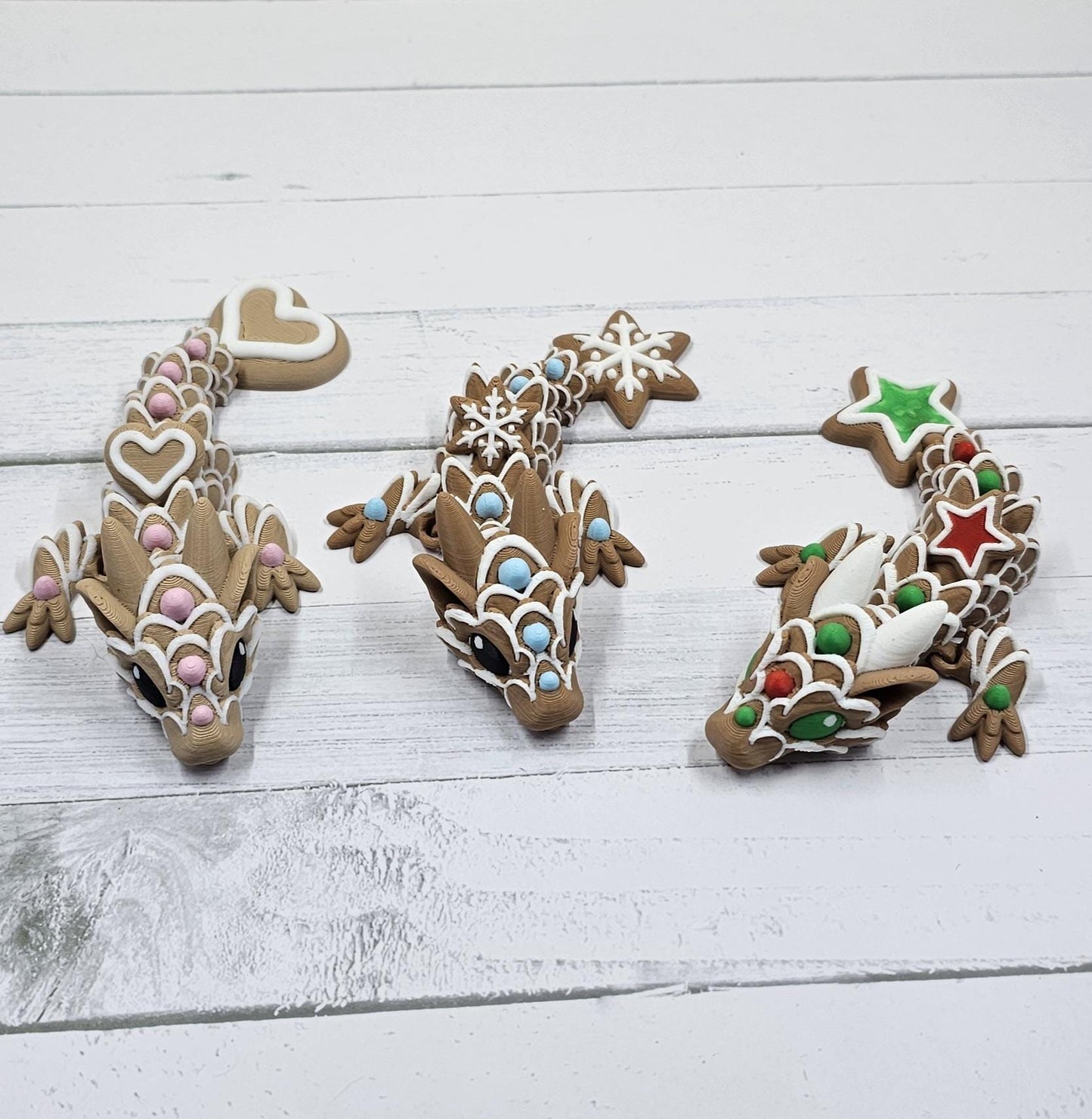 Cookie Dragon Figurine – 3D Printed Articulated Desk Pet, Cinderwing3D