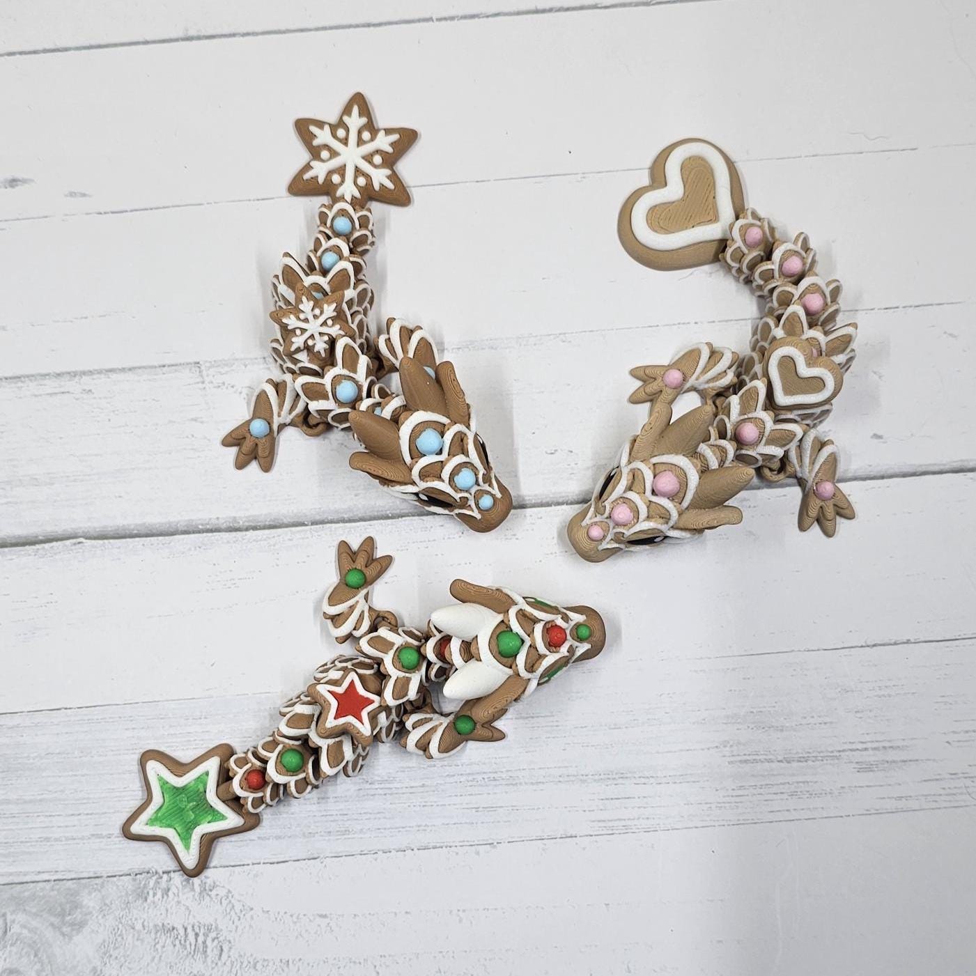 Cookie Dragon Figurine – 3D Printed Articulated Desk Pet, Cinderwing3D