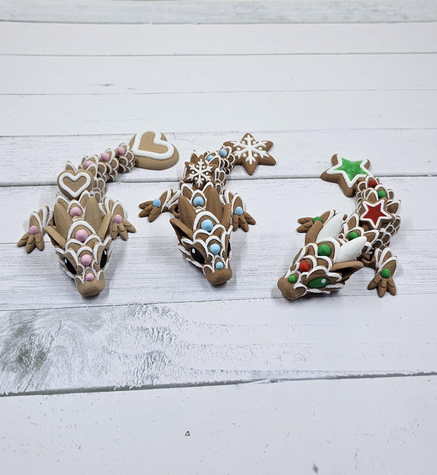 Cookie Dragon Figurine – 3D Printed Articulated Desk Pet, Cinderwing3D