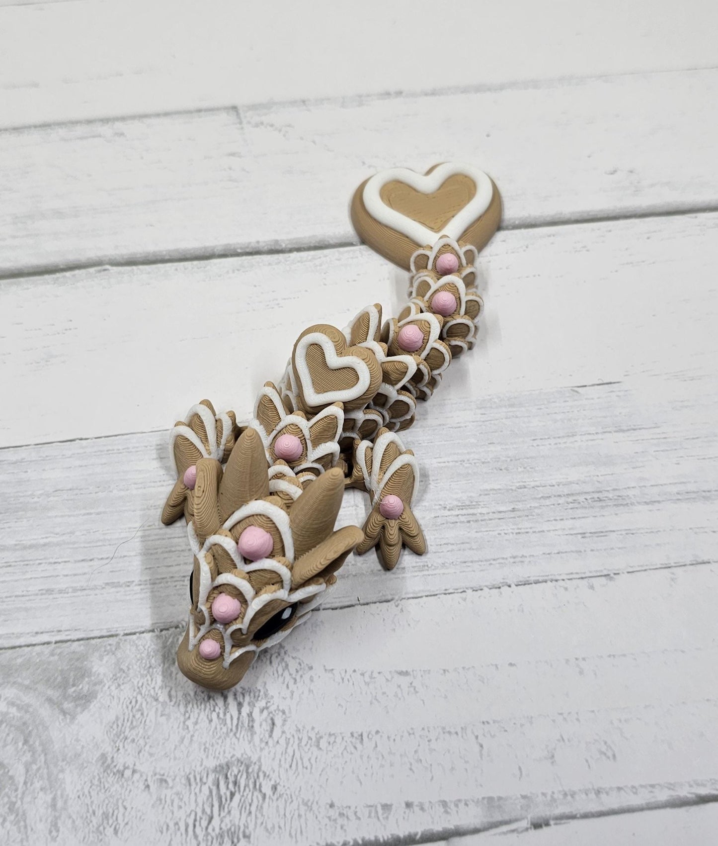 Cookie Dragon Figurine – 3D Printed Articulated Desk Pet, Cinderwing3D