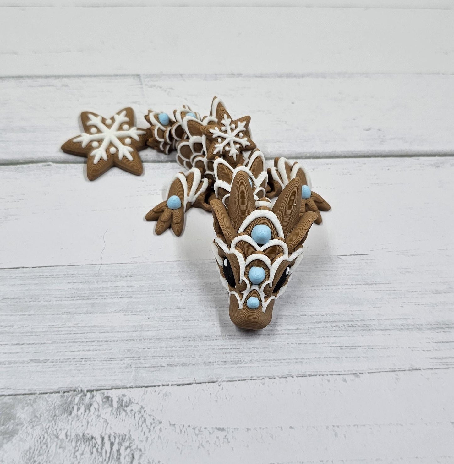 Cookie Dragon Figurine – 3D Printed Articulated Desk Pet, Cinderwing3D