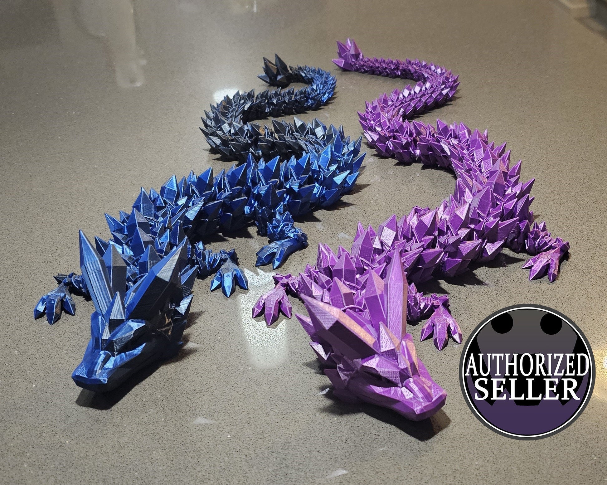 Large 3D Printed Articulated Crystal Dragon – 76cm Fantasy Desk Toy