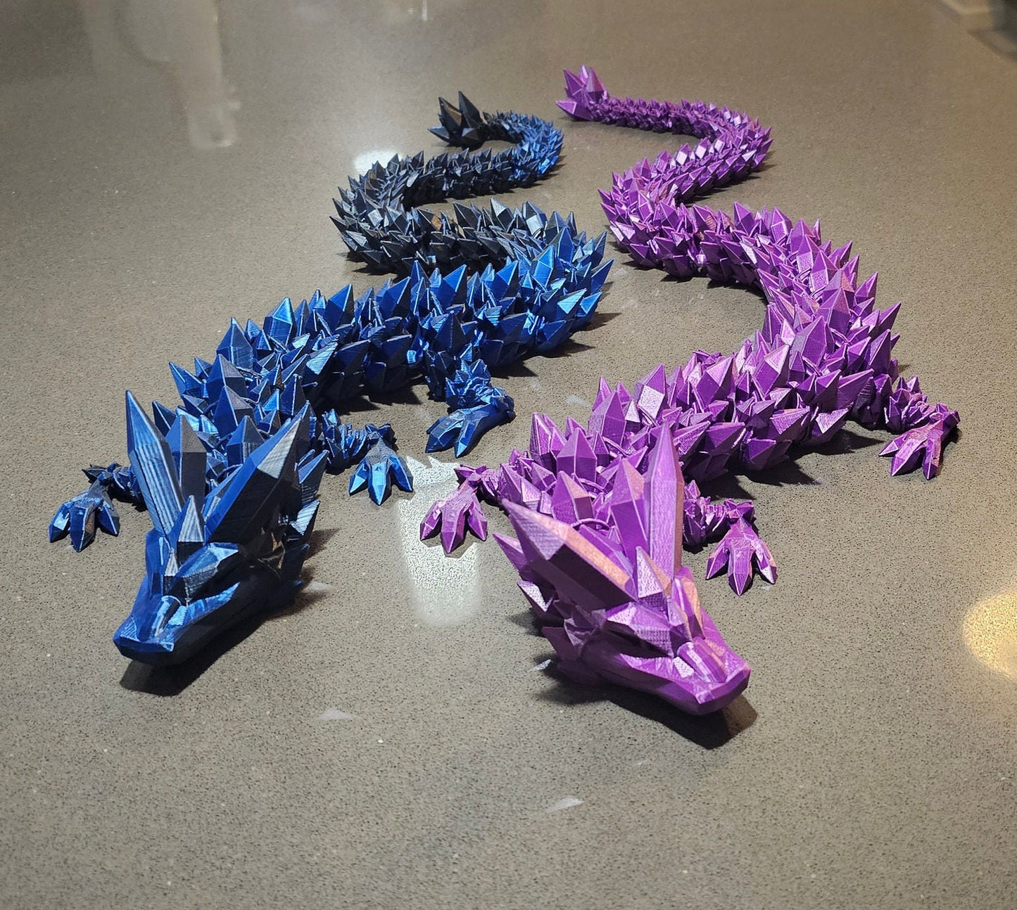 Large 3D Printed Articulated Crystal Dragon – 76cm Fantasy Desk Toy